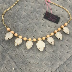 Blush Pink and White Opal Teardrop Necklace-Boutique
